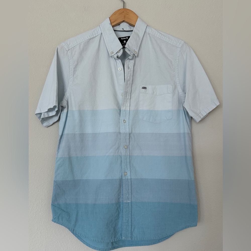 Hurley Men's Blue Striped Button Down Shirt
